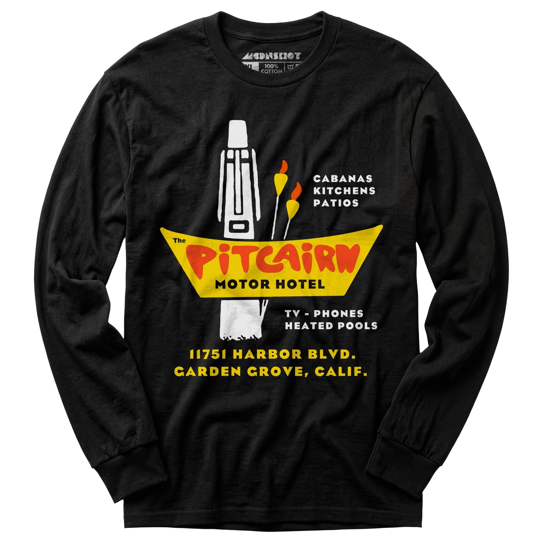 Pitcairn Motor Hotel - Garden Grove, CA - Vintage Hotel - Long Sleeve T-Shirt