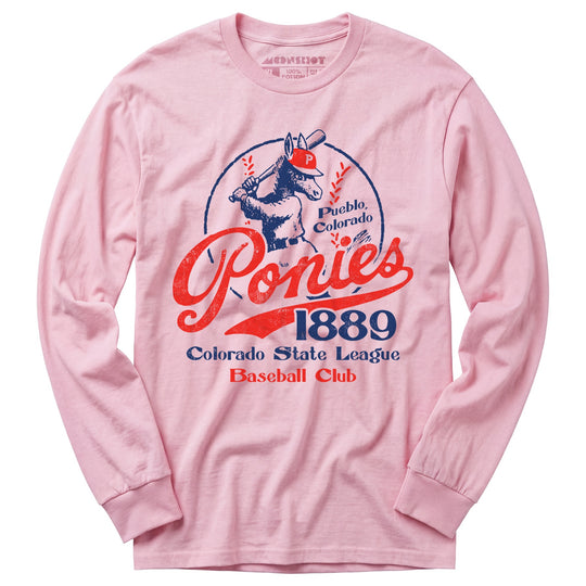 Pueblo Ponies - Colorado - Vintage Defunct Baseball Teams - Long Sleeve T-Shirt