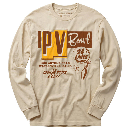 PV Bowl - Watsonville, CA - Vintage Bowling Alley - Long Sleeve T-Shirt