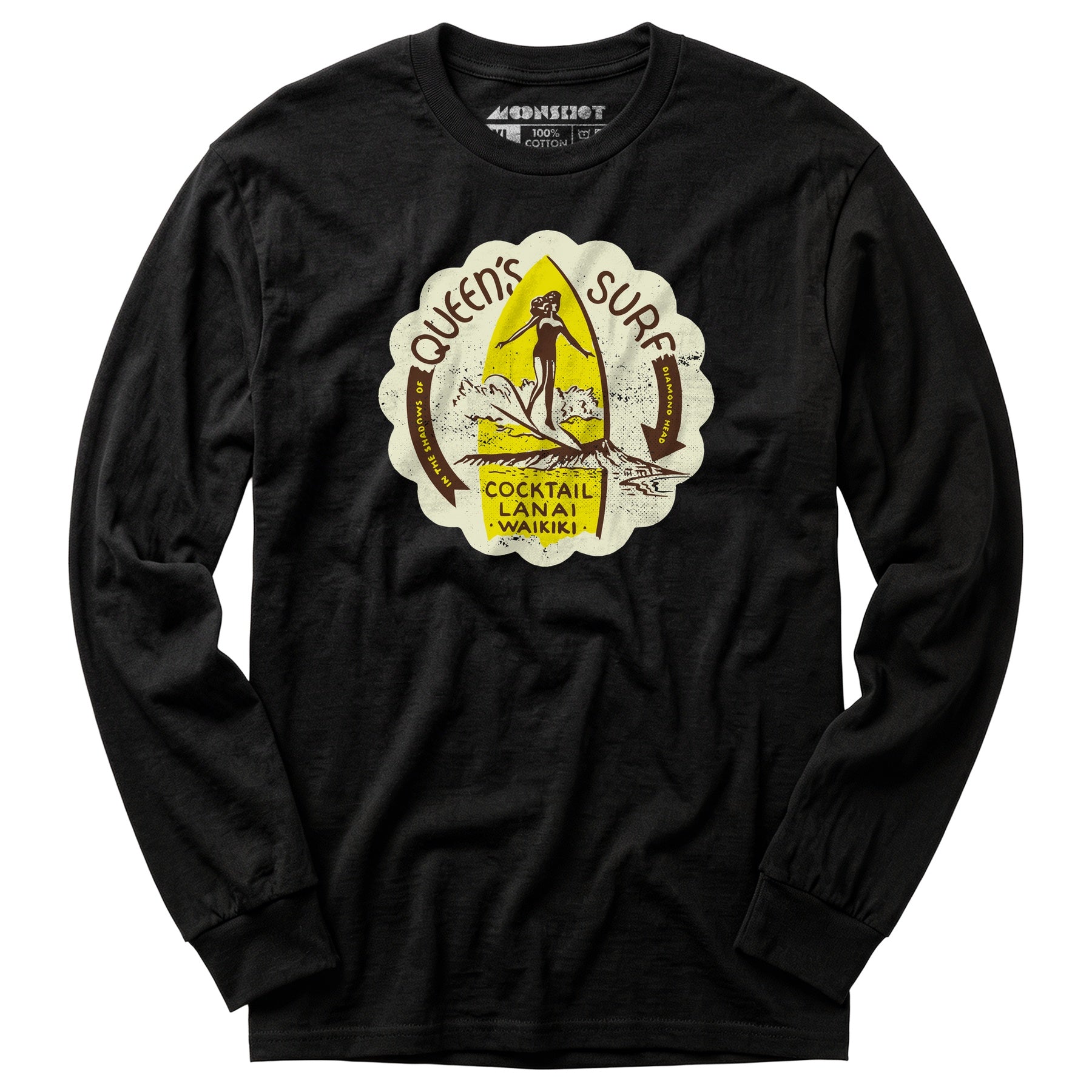 Queen's Surf - Waikiki, HI - Vintage Tiki Bar - Long Sleeve T-Shirt