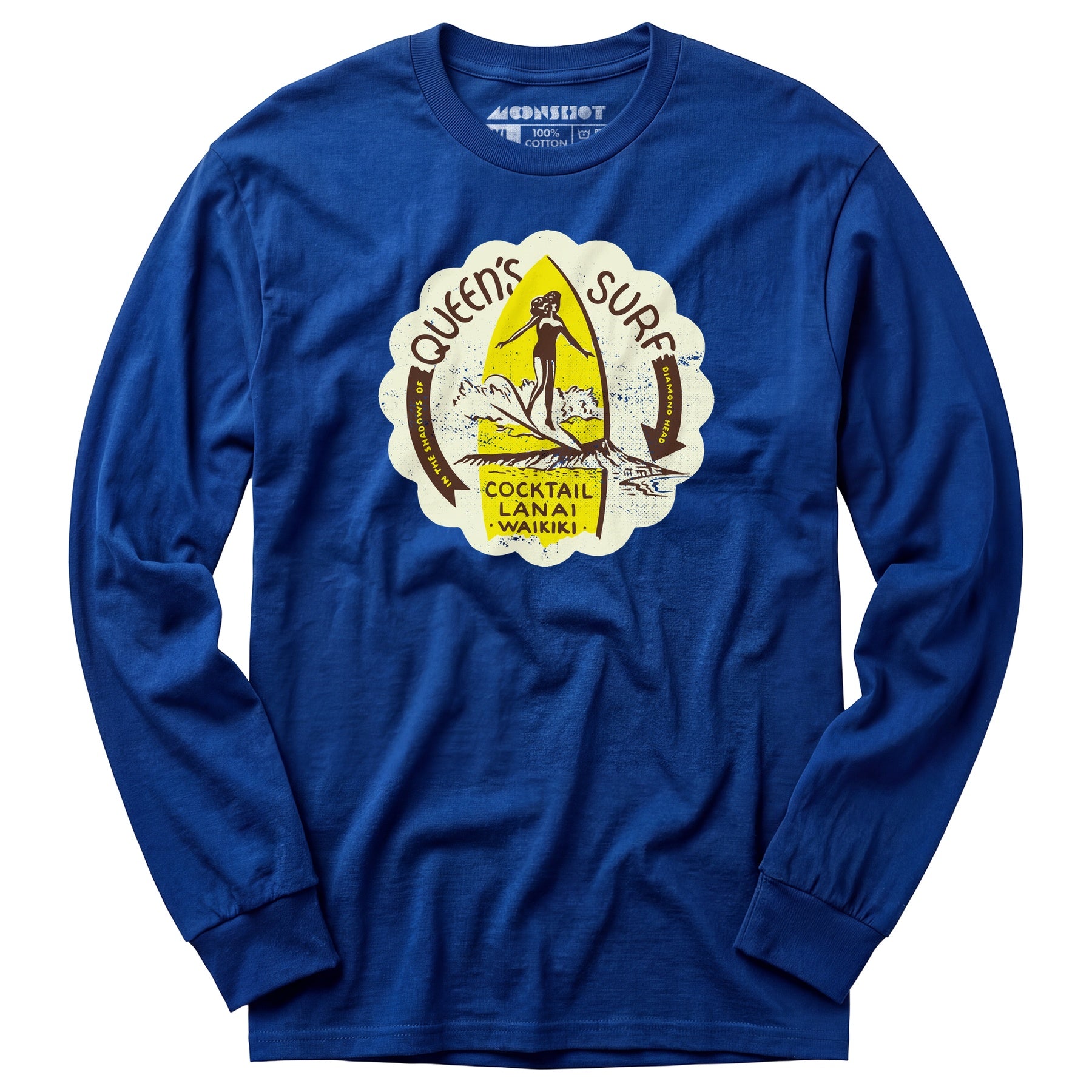 Queen's Surf - Waikiki, HI - Vintage Tiki Bar - Long Sleeve T-Shirt