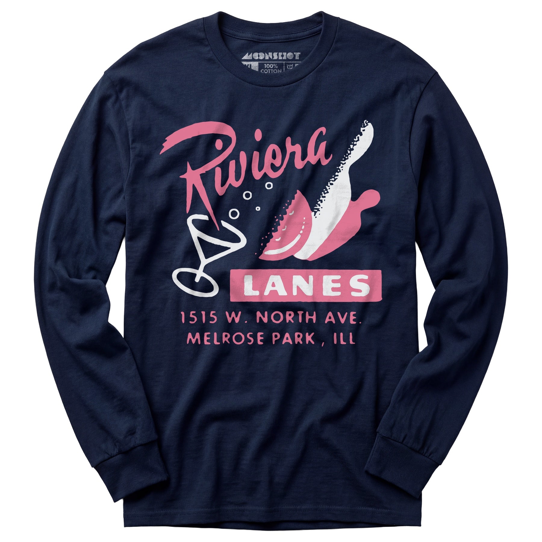 Riviera Lanes - Melrose Park, IL - Vintage Bowling Alley - Long Sleeve T-Shirt