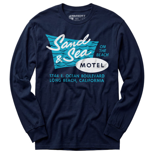 Sand & Sea Motel - Long Beach, CA - Vintage Motel - Long Sleeve T-Shirt