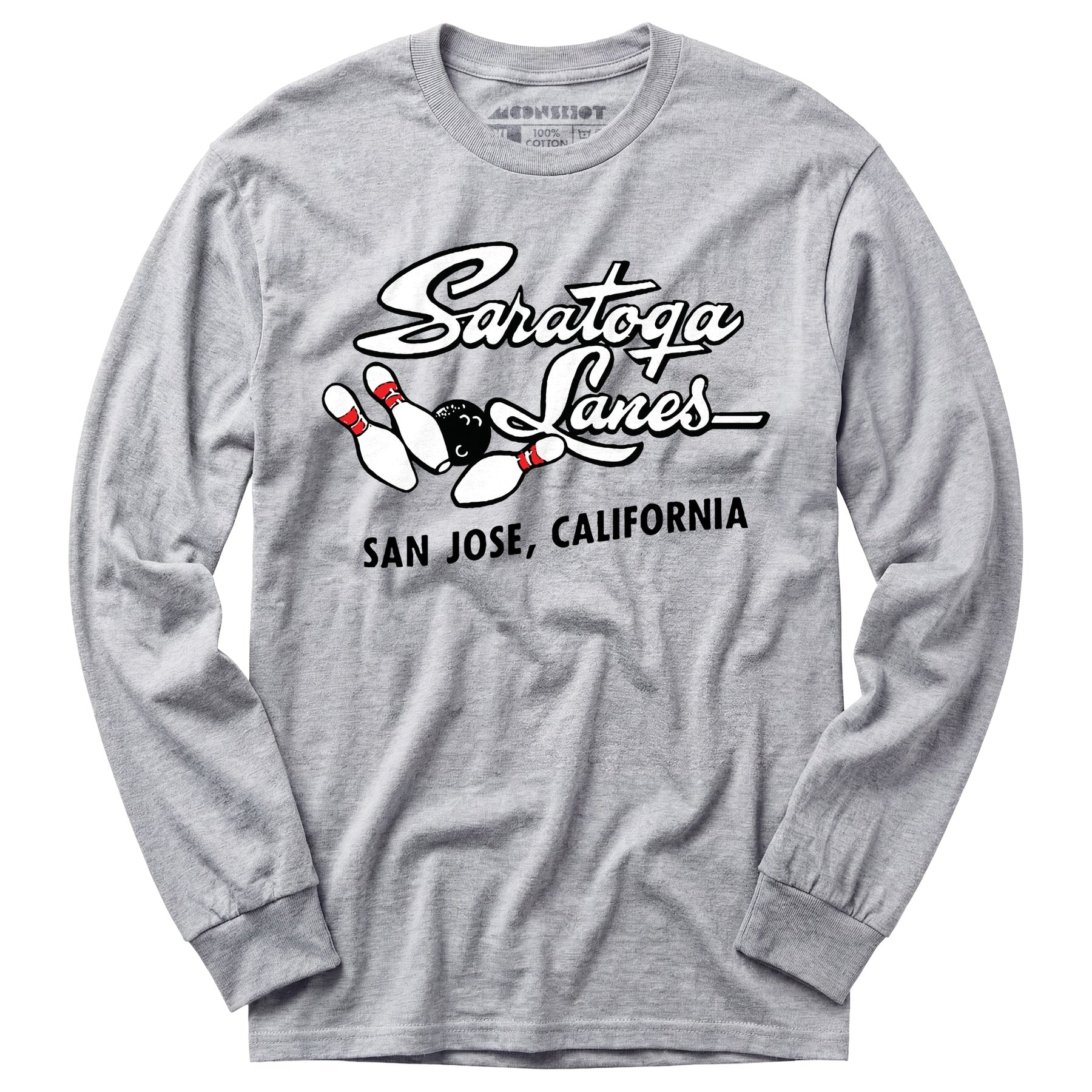 Saratoga Lanes - San Jose, CA - Vintage Bowling Alley - Long Sleeve T-Shirt