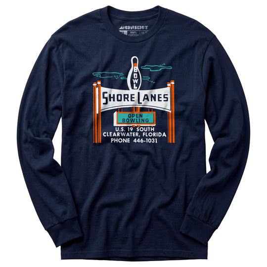 Shore Lanes - Clearwater, FL - Vintage Bowling Alley - Long Sleeve T-Shirt
