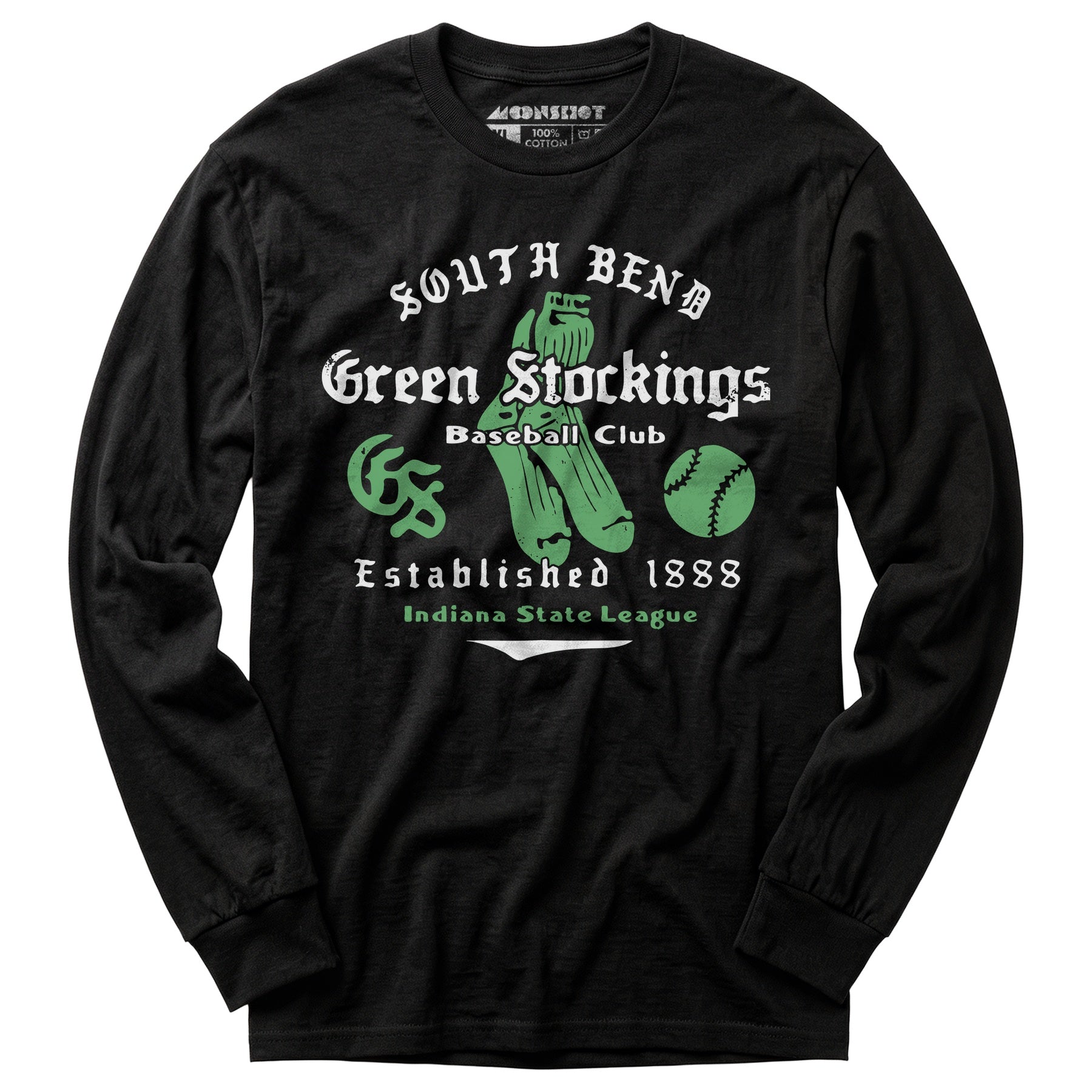 South Bend Green Stockings - Indiana - Vintage Defunct Baseball Teams - Long Sleeve T-Shirt