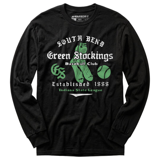 South Bend Green Stockings - Indiana - Vintage Defunct Baseball Teams - Long Sleeve T-Shirt