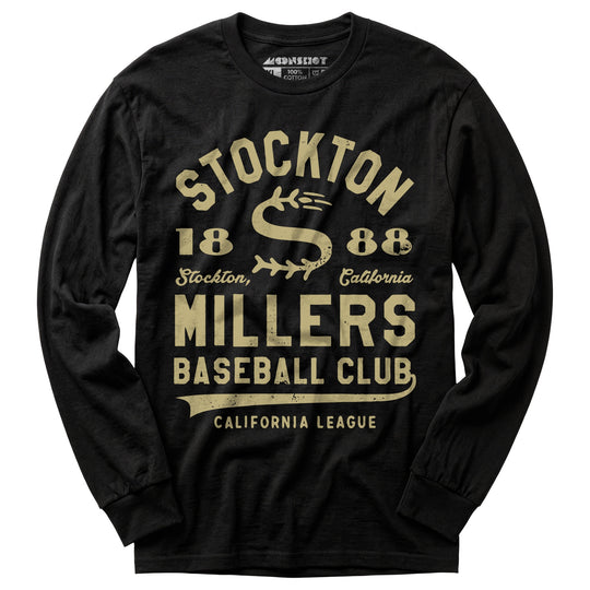 Stockton Millers - California - Vintage Defunct Baseball Teams - Long Sleeve T-Shirt