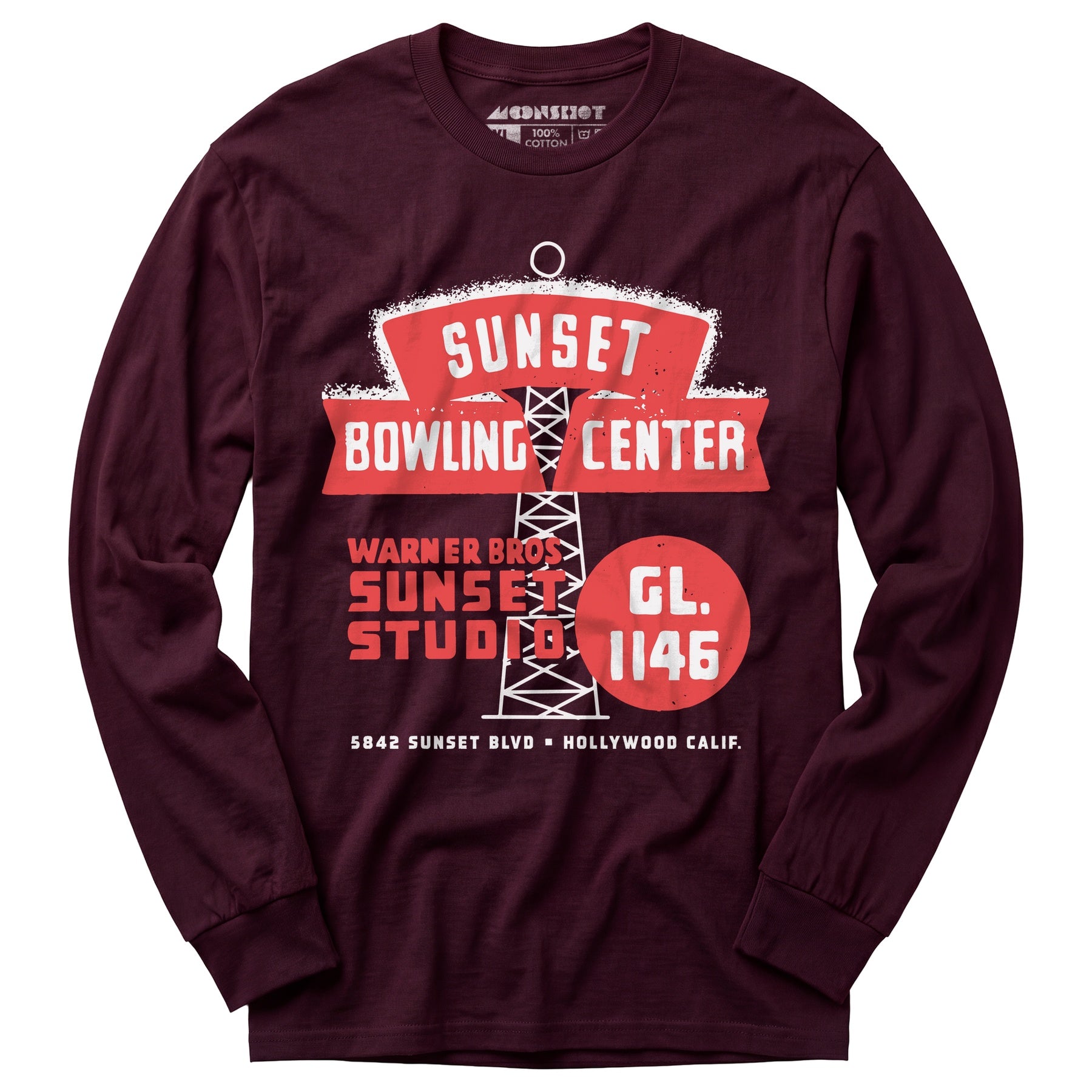 Sunset Bowling Center - Hollywood, CA - Vintage Bowling Alley - Long Sleeve T-Shirt