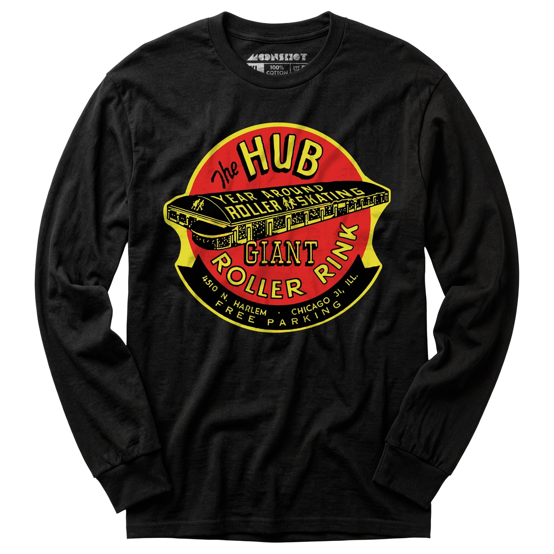 The Hub Roller Rink - Chicago, Illinois - Vintage Roller Rink - Long Sleeve T-Shirt