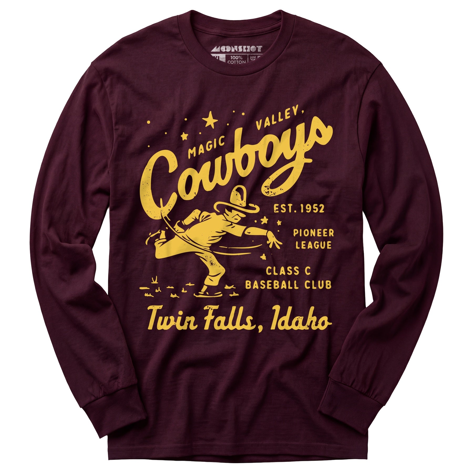 Twin Falls Magic Valley Cowboys - Idaho - Vintage Defunct Baseball Teams - Long Sleeve T-Shirt