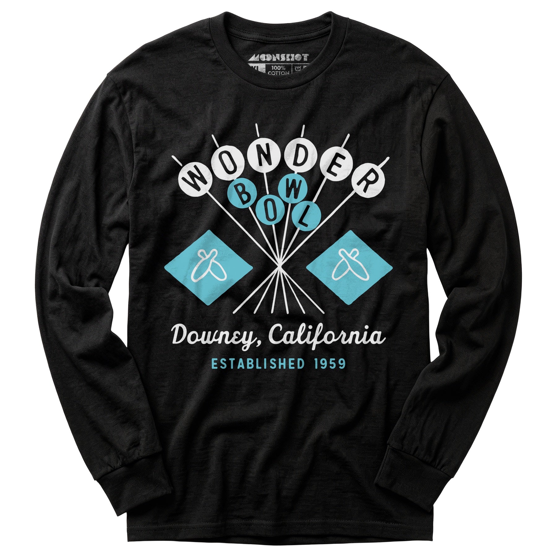 Wonder Bowl - Downey, CA - Vintage Bowling Alley - Long Sleeve T-Shirt