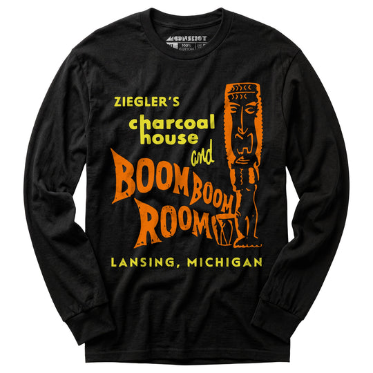 Ziegler's Charcoal House & Boom Boom Room - Lansing, MI - Vintage Tiki Bar - Long Sleeve T-Shirt