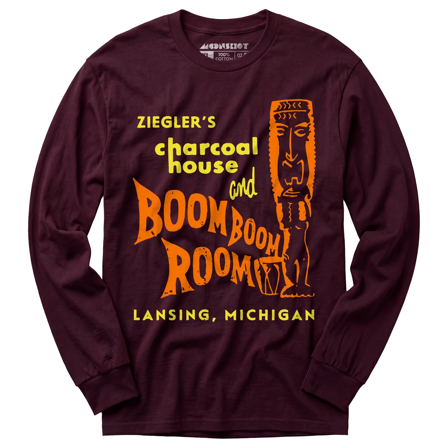 Ziegler's Charcoal House & Boom Boom Room - Lansing, MI - Vintage Tiki Bar - Long Sleeve T-Shirt