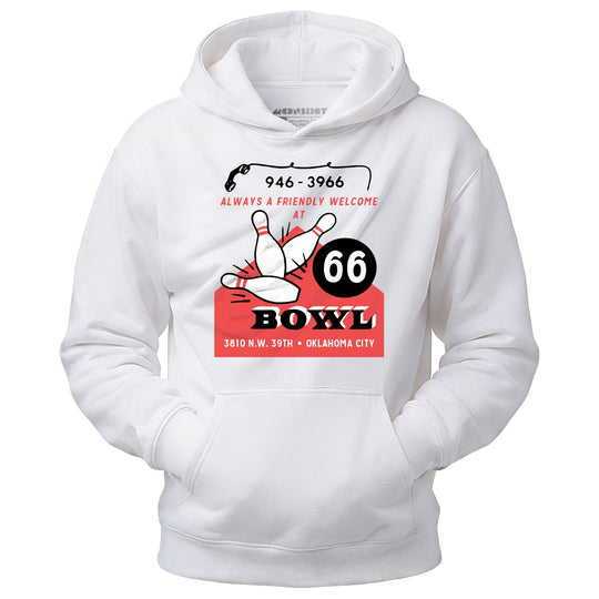 66 Bowl - Oklahoma City, OK - Vintage Bowling Alley - Unisex Hoodie