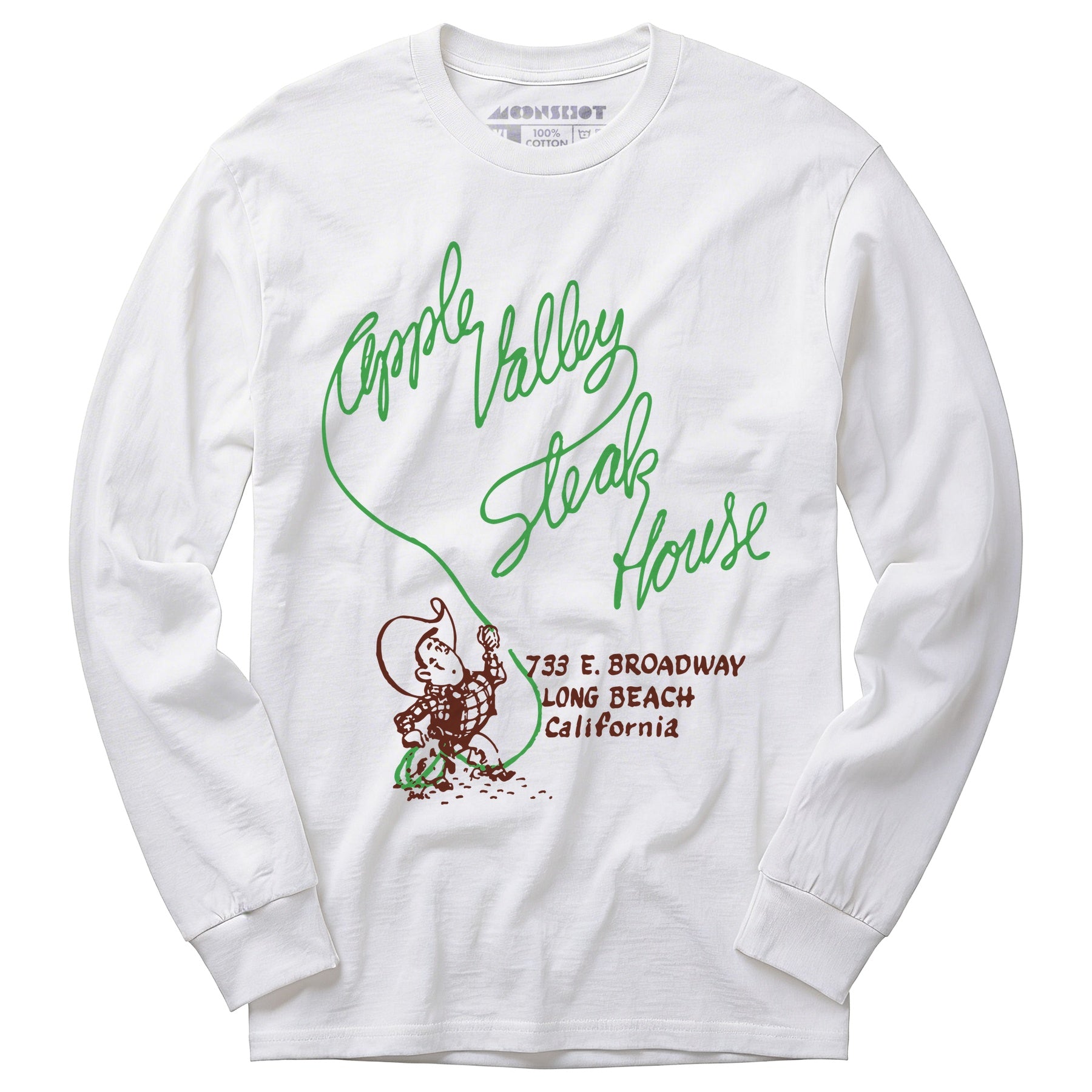 Apple Valley Steak House - Long Beach, CA - Vintage Restaurant - Long Sleeve T-Shirt