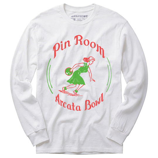 Arcata Bowl Pin Room - Arcata, CA - Vintage Bowling Alley - Long Sleeve T-Shirt