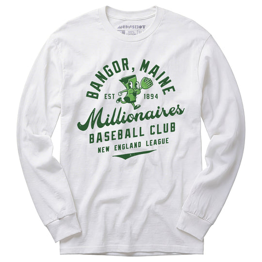 Bangor Millionaires - Maine - Vintage Defunct Baseball Teams - Long Sleeve T-Shirt