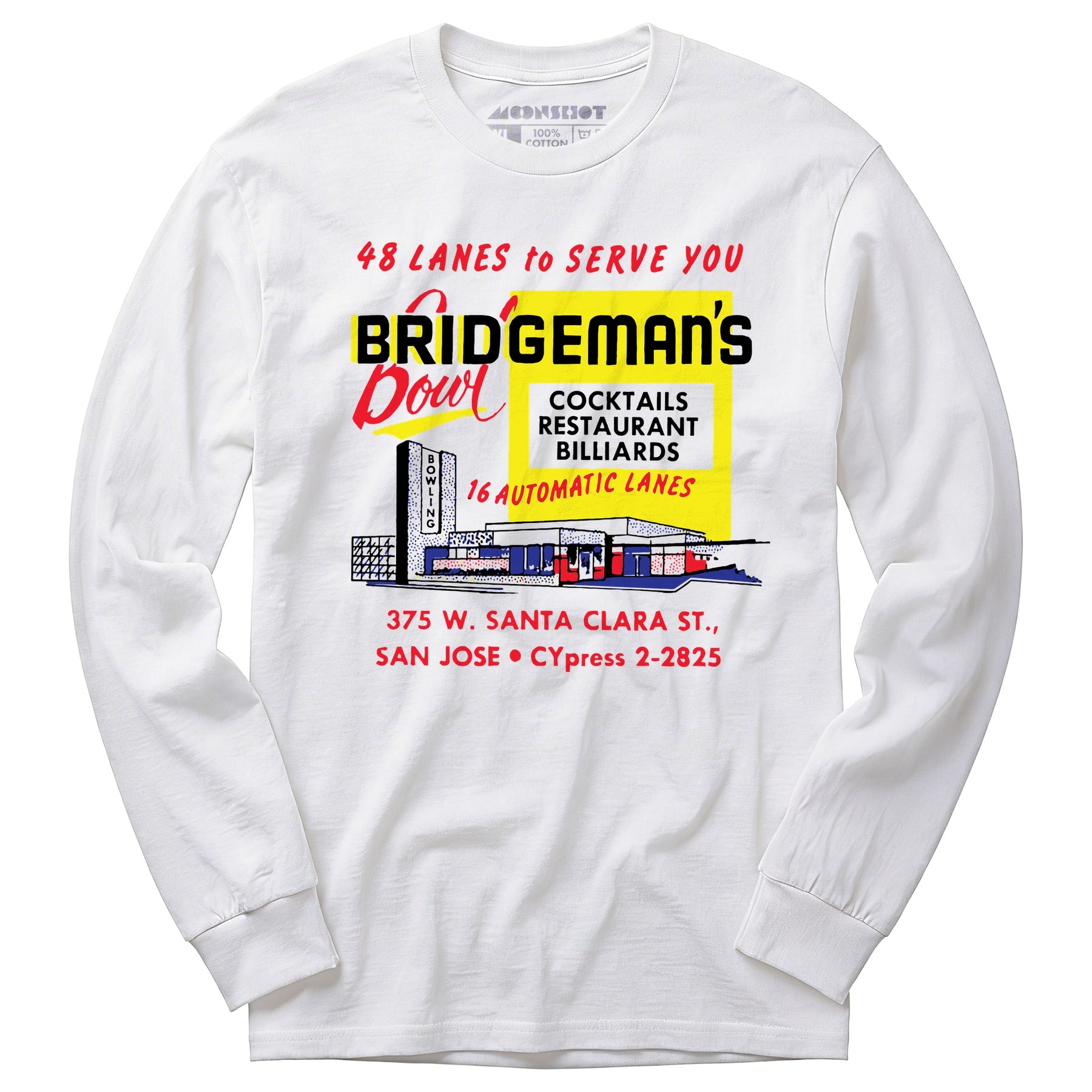 Bridgeman's Bowl - San Jose, CA - Vintage Bowling Alley - Long Sleeve T-Shirt