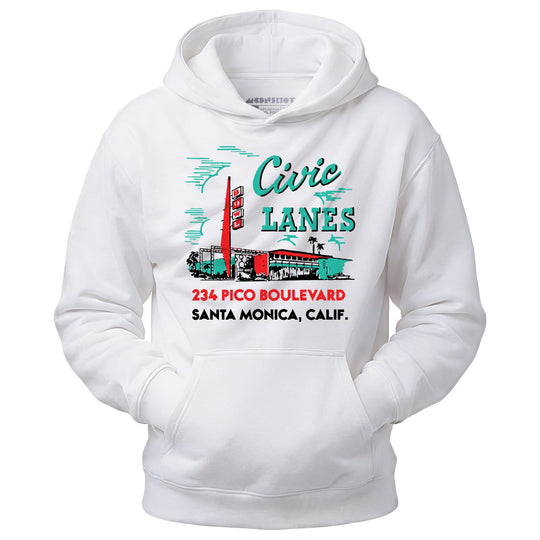 Civic Lanes - Santa Monica, CA - Vintage Bowling Alley - Unisex Hoodie