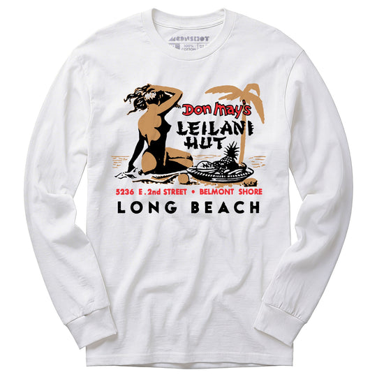 Don May's Leilani Hut - Belmont Shore, CA - Vintage Tiki Bar - Long Sleeve T-Shirt
