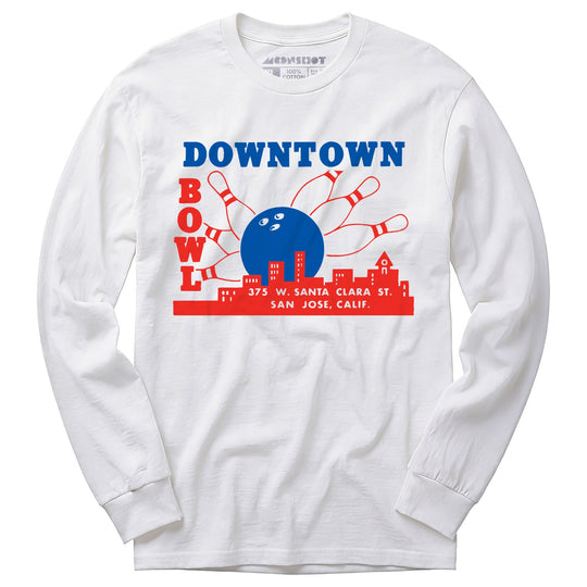 Downtown Bowl - San Jose, CA - Vintage Bowling Alley - Long Sleeve T-Shirt