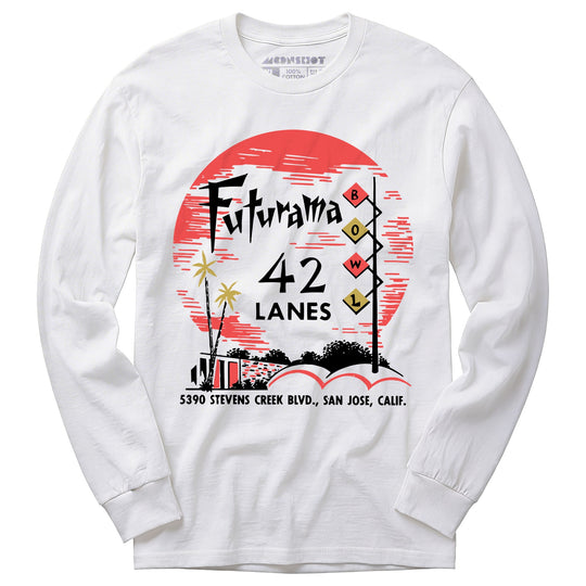 Futurama Lanes - San Jose, CA - Vintage Bowling Alley - Long Sleeve T-Shirt