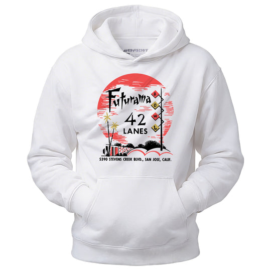 Futurama Lanes - San Jose, CA - Vintage Bowling Alley - Unisex Hoodie