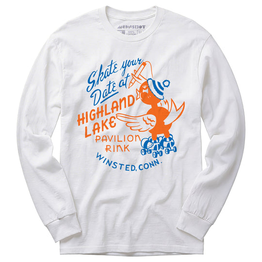 Highland Lake Pavilion Rink - Winsted, CT - Vintage Roller Rink - Long Sleeve T-Shirt