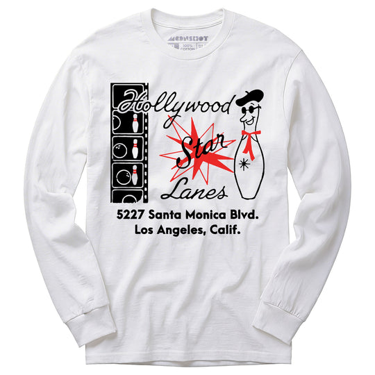 Hollywood Star Lanes - Los Angeles, CA - Vintage Bowling Alley - Long Sleeve T-Shirt