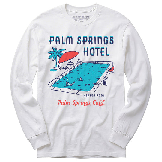Palm Springs Hotel Pool - Vintage Greater Palm Springs, CA - Long Sleeve T-Shirt