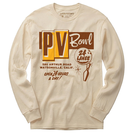 PV Bowl - Watsonville, CA - Vintage Bowling Alley - Long Sleeve T-Shirt