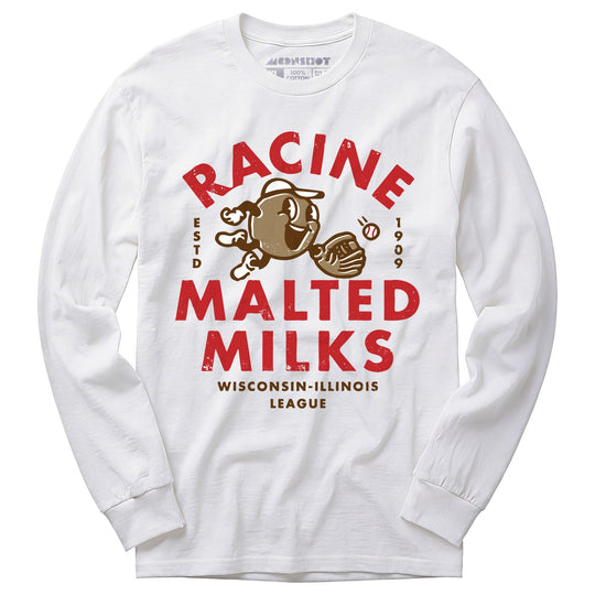 Racine Malted Milks- Wisconsin - Vintage Defunct Baseball Teams - Long Sleeve T-Shirt