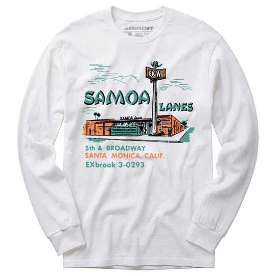 Samoa Lanes - Santa Monica, CA - Vintage Bowling Alley - Long Sleeve T-Shirt