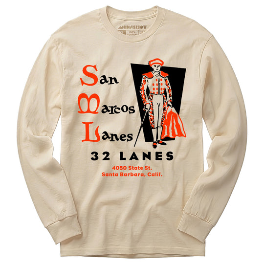 San Marcos Lanes - Santa Barbara, CA - Vintage Bowling Alley - Long Sleeve T-Shirt