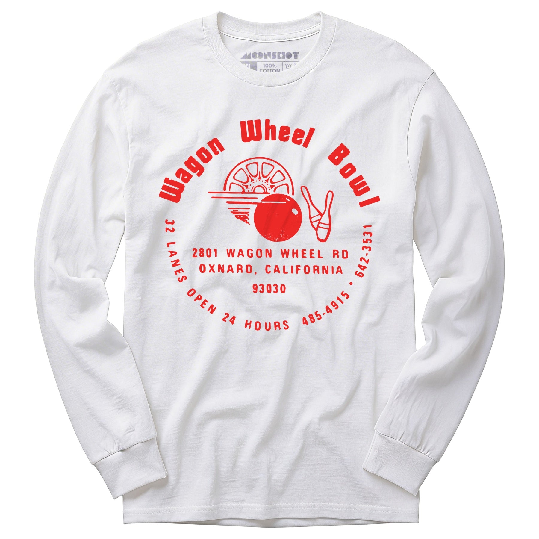 Wagon Wheel Bowl - Oxnard, CA - Vintage Bowling Alley - Long Sleeve T-Shirt
