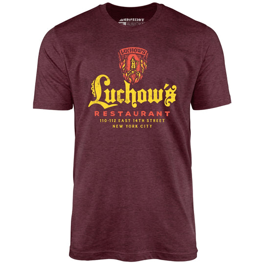 Luchow's - New York City, NY - Vintage Restaurant - Heather Maroon - Unisex T-Shirt