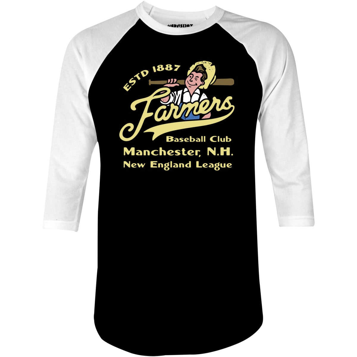 Manchester Farmers - New Hampshire - Vintage Defunct Baseball Teams - 3/4 Sleeve Raglan T-Shirt