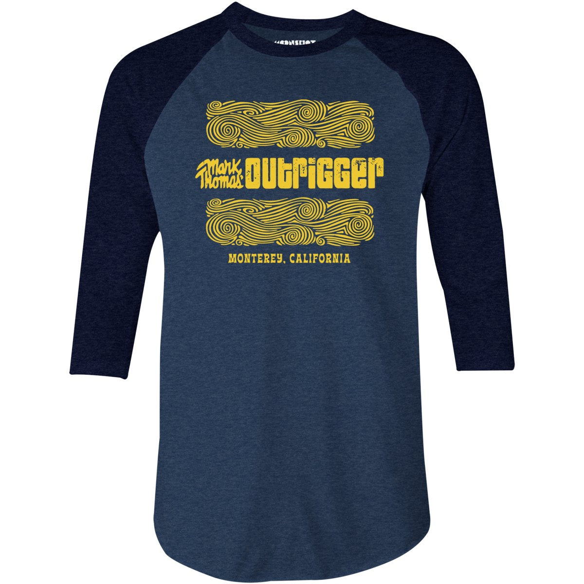 Mark Thomas Outrigger - Monterey, CA - Vintage Tiki Bar - 3/4 Sleeve Raglan T-Shirt