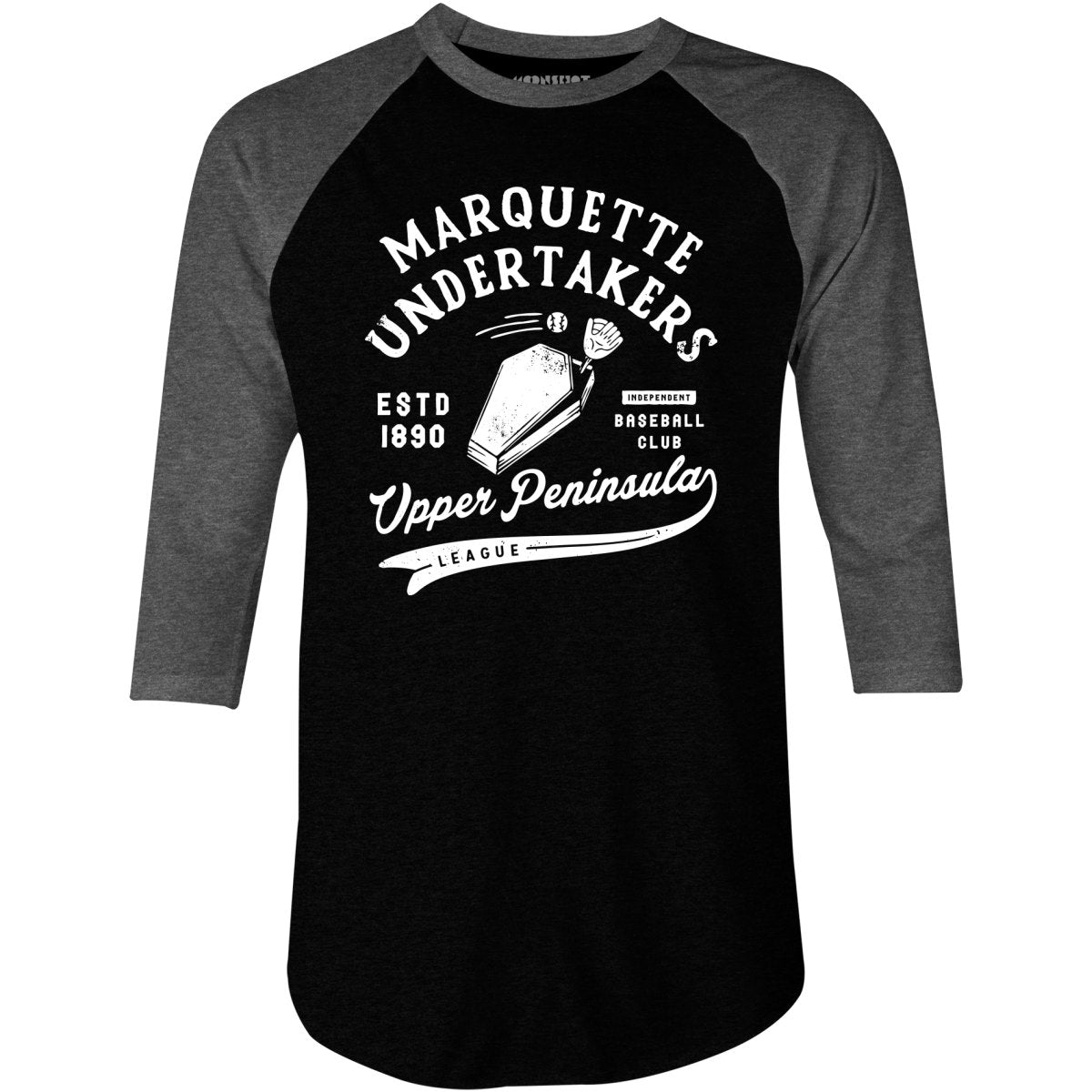 Marquette Undertakers - Michigan - Vintage Defunct Baseball Teams - 3/4 Sleeve Raglan T-Shirt