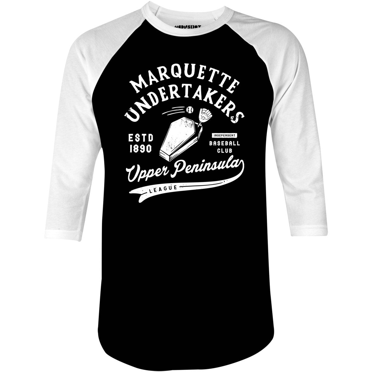 Marquette Undertakers - Michigan - Vintage Defunct Baseball Teams - 3/4 Sleeve Raglan T-Shirt