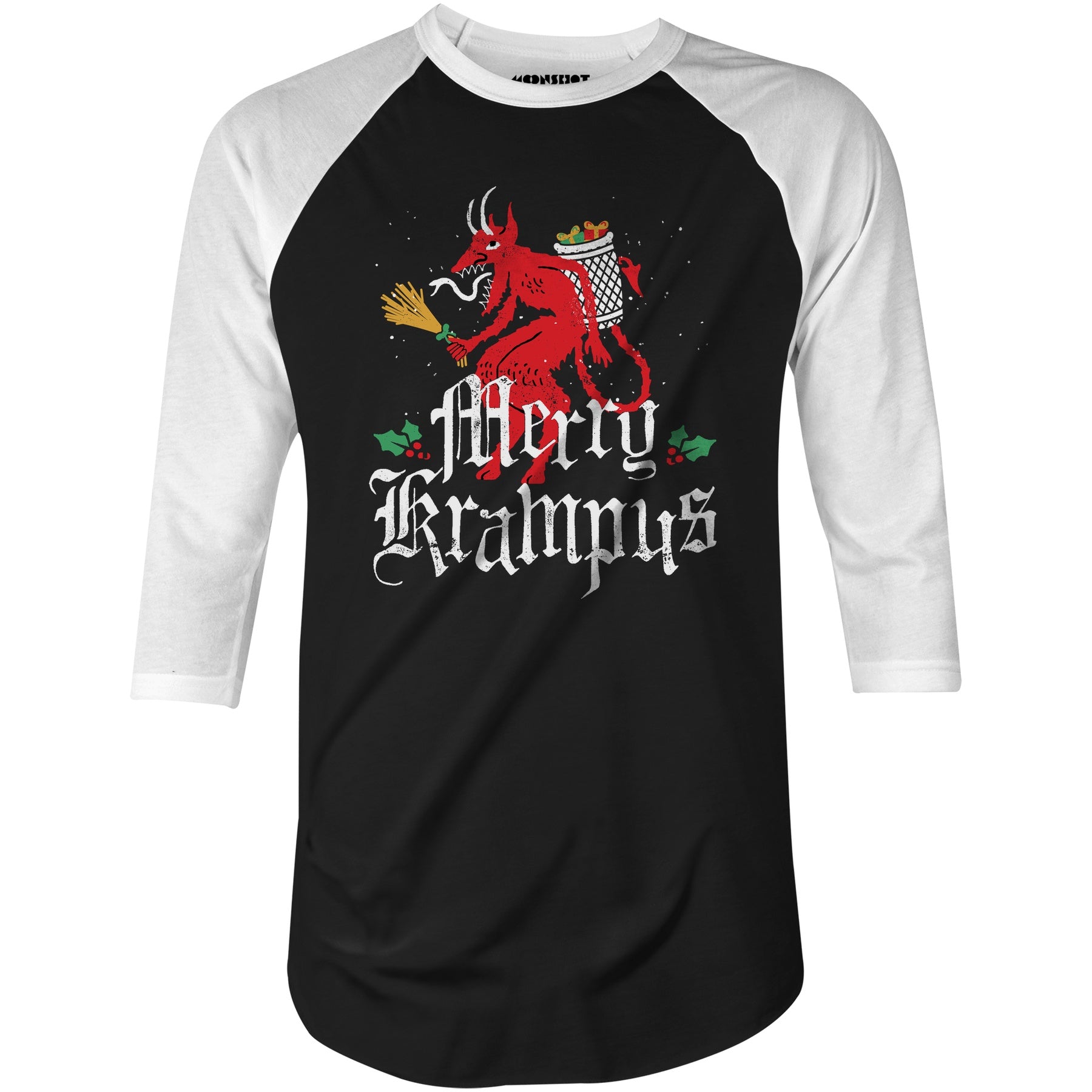 Merry Krampus - 3/4 Sleeve Raglan T-Shirt