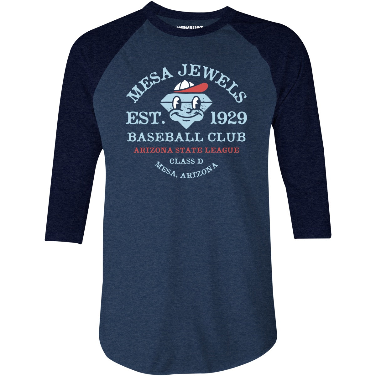 Mesa Jewels - Arizona - Vintage Defunct Baseball Teams - 3/4 Sleeve Raglan T-Shirt