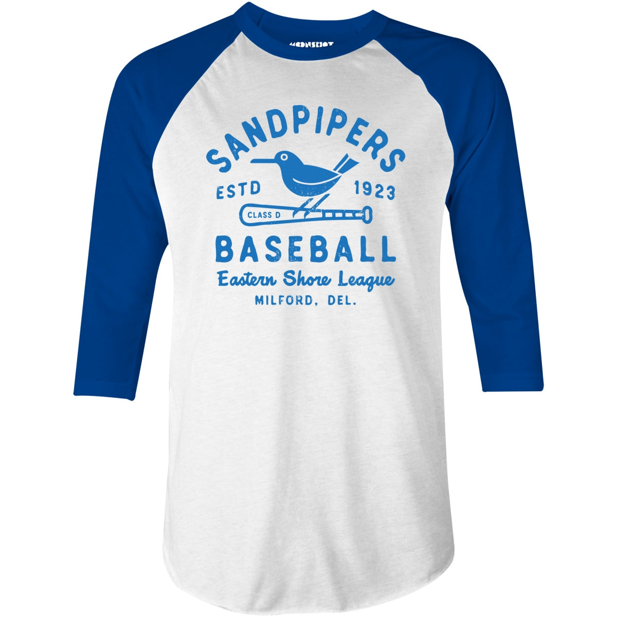 Milford Sandpipers - Delaware - Vintage Defunct Baseball Teams - 3/4 Sleeve Raglan T-Shirt