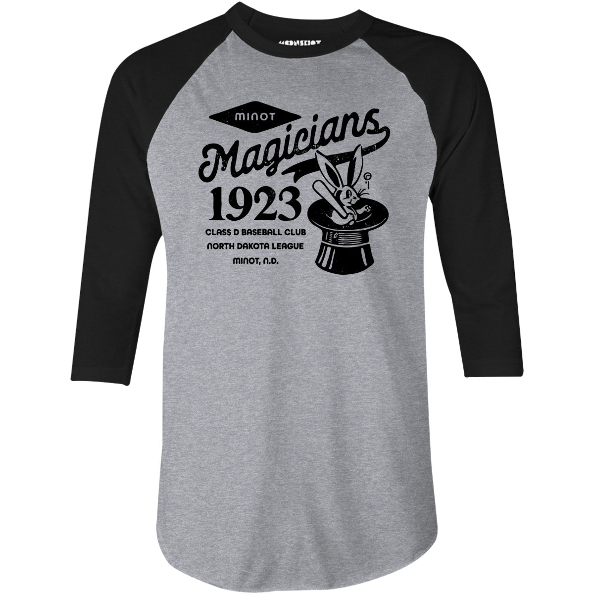 Minot Magicians - North Dakota - Vintage Defunct Baseball Teams - 3/4 Sleeve Raglan T-Shirt
