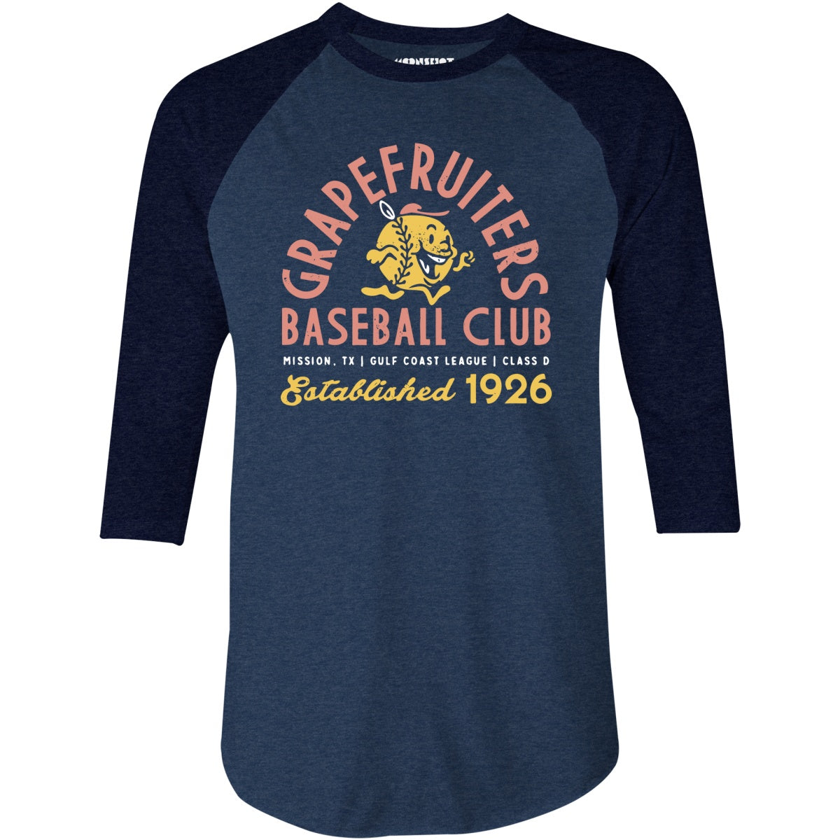 Mission Grapefruiters - Texas - Vintage Defunct Baseball Teams - 3/4 Sleeve Raglan T-Shirt