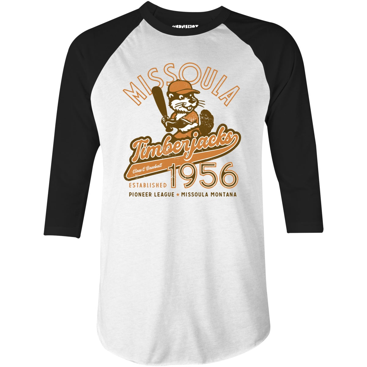 Missoula Timberjacks - Montana - Vintage Defunct Baseball Teams - 3/4 Sleeve Raglan T-Shirt