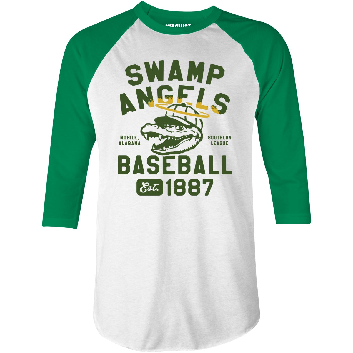 Mobile Swamp Angels - Alabama - Vintage Defunct Baseball Teams - 3/4 Sleeve Raglan T-Shirt