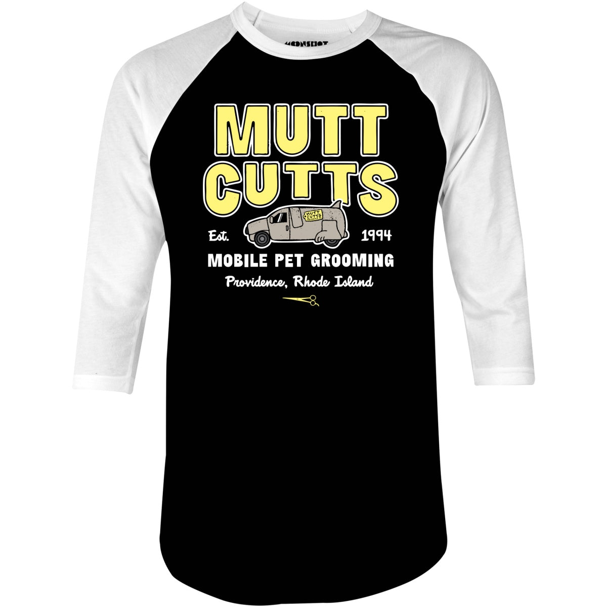 Mutt Cutts Mobile Pet Grooming - 3/4 Sleeve Raglan T-Shirt