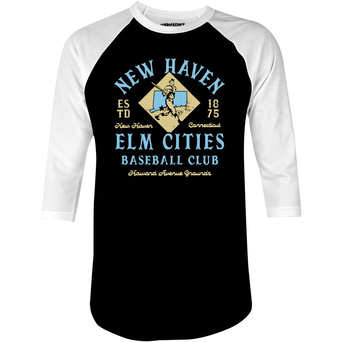 New Haven Elm Cities - Connecticut - Vintage Defunct Baseball Teams - 3/4 Sleeve Raglan T-Shirt